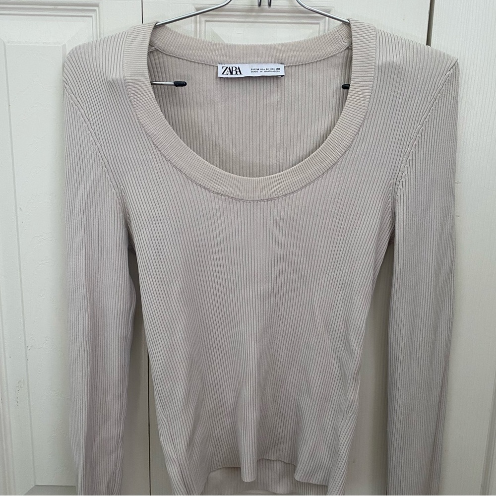 Zara Cream/Tan Long Sleeve Shirt